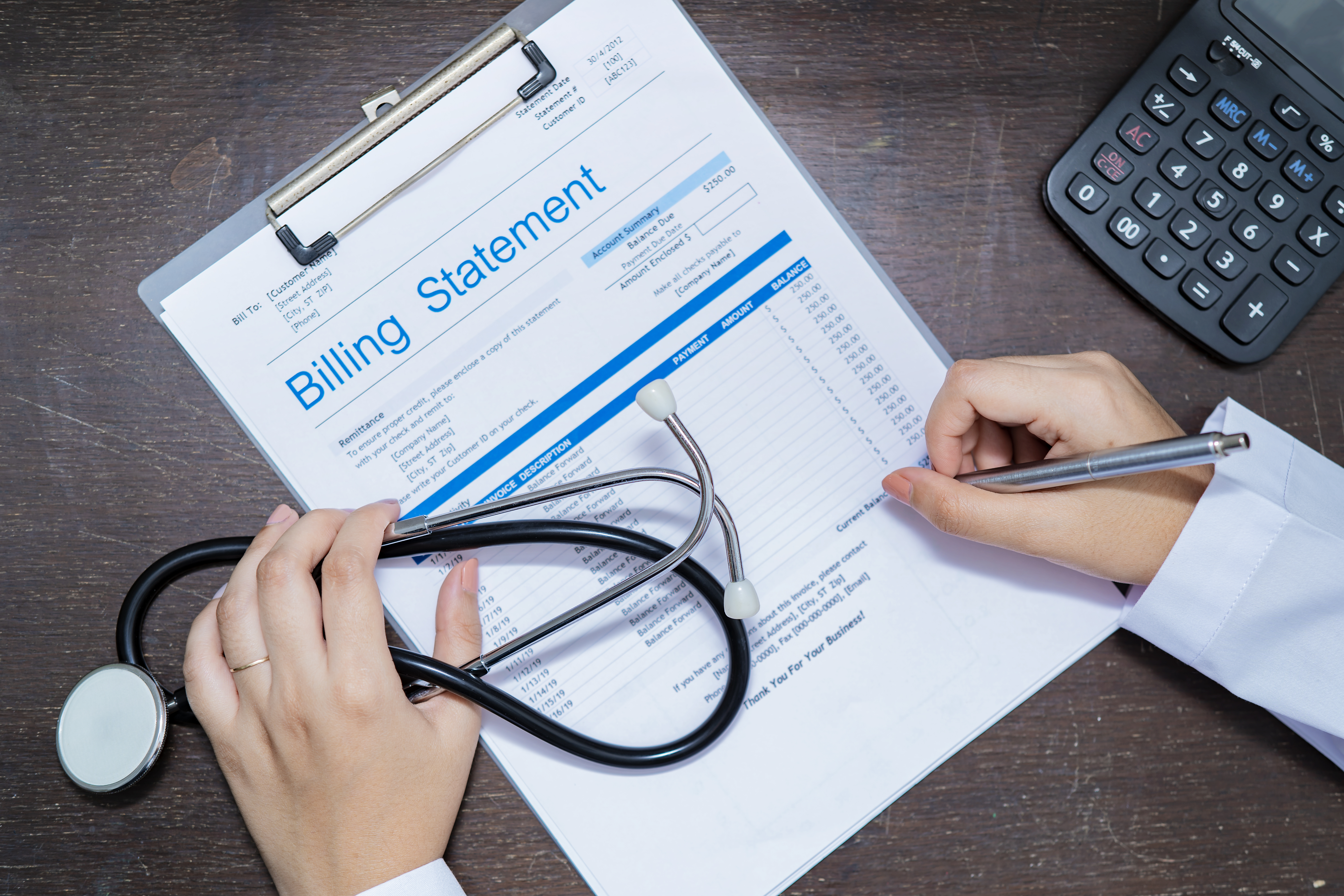 healthcare billing statement with